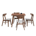 1 Table With 4 Chairs Wooden Dining Table Set, Modern Simple Design Square Kitchen Table And Fabric Upholstered Dining Chairs For Dining Room, Kitchen, Saving Space,Walnut Walnut Solid Wood Mdf