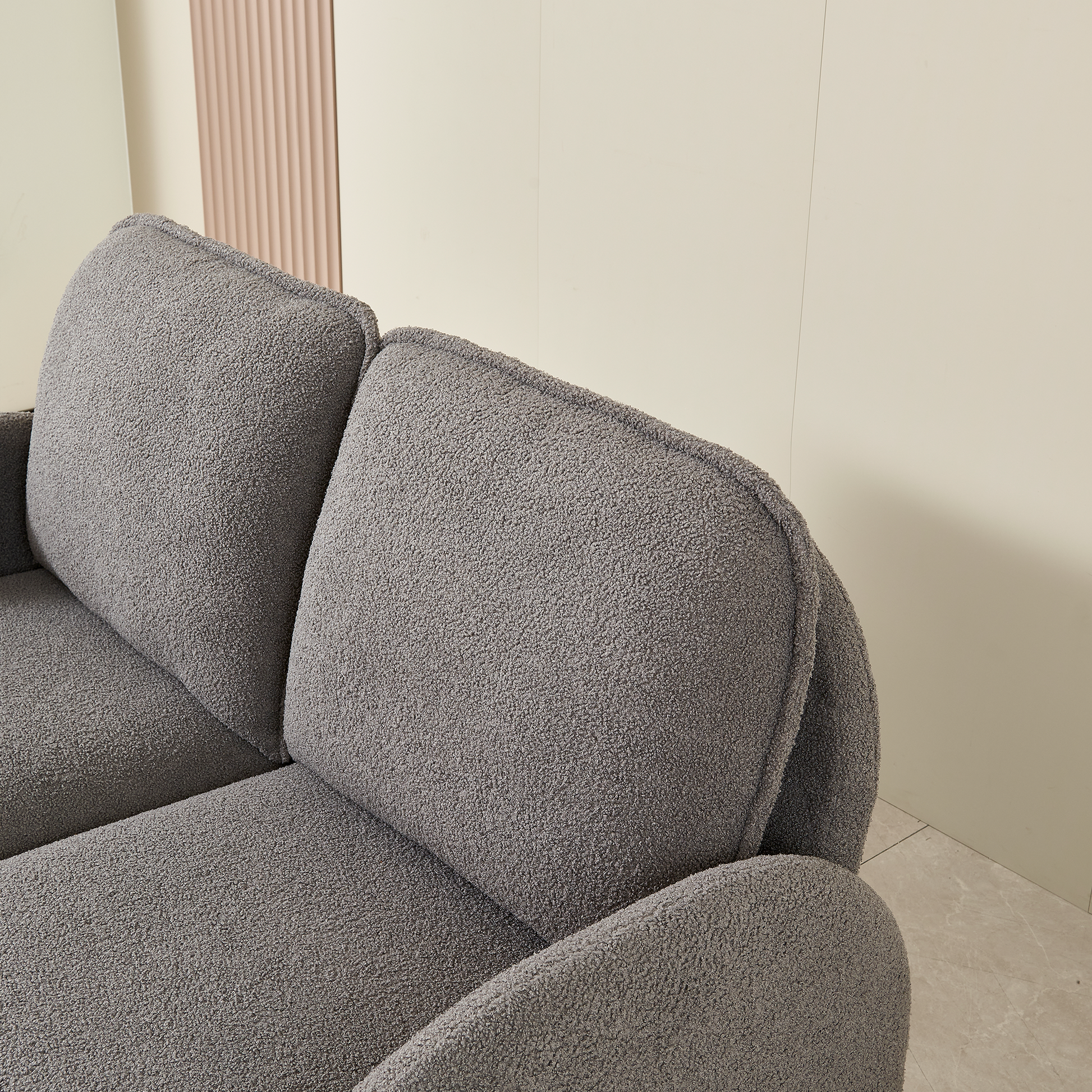 59" Loveseat Sofa Small Couch For Living Room, Sherpa Fabric Upholstered Loveseat Sofa Couch, Small Loveseat Sofa For Apartment, Bedroom Gray Foam Sherpa 2 Seat