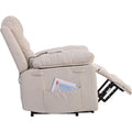 Massage Recliner,Power Lift Chair For Elderly With Adjustable Massage And Heating Function,Recliner Chair With Infinite Position And Side Pocket For Living Room ,Beige Beige Foam Linen