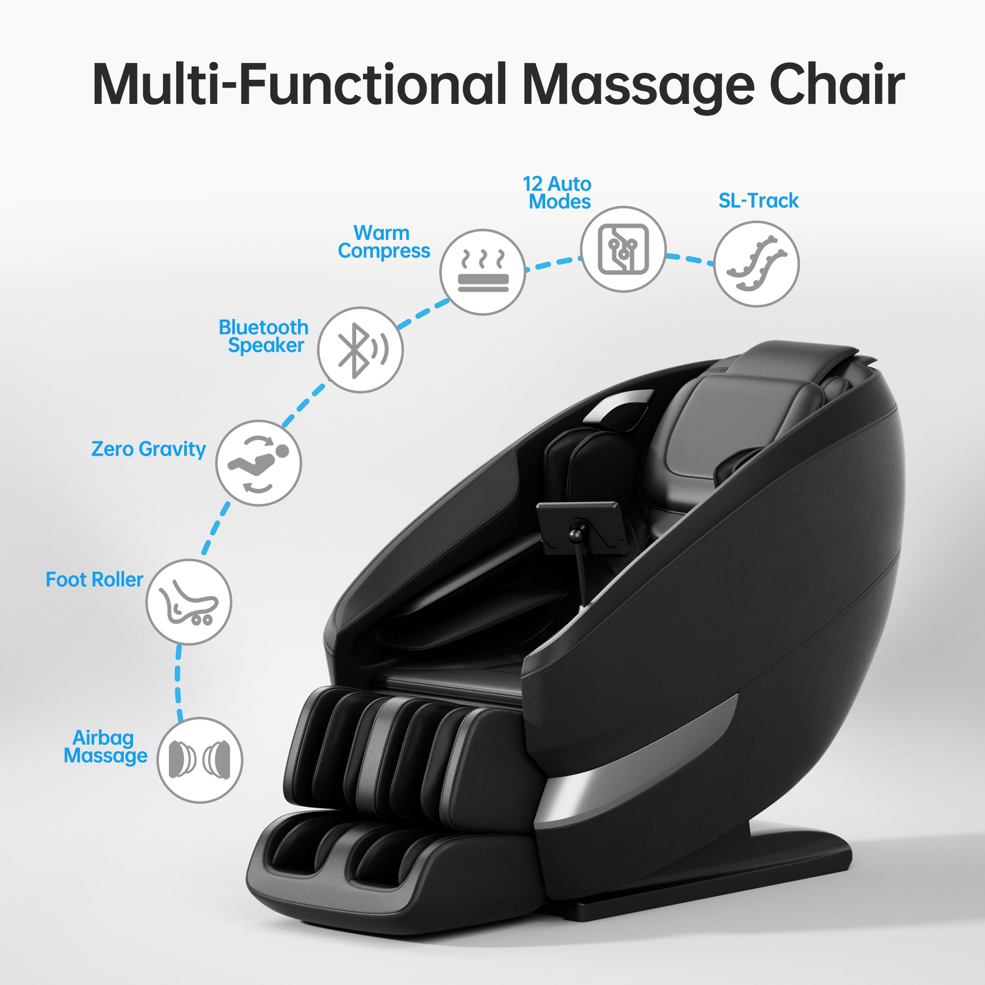 2024 Massage Chair Full Body, Shiatsu Massage Chair Recliner With Airbag Massage, Lcd Touch Screen, Lower Back And Calf Heating, Customizable Features And Zero Gravity Modes Black Black Faux Leather Power Remote Primary Living Space Push Button Foam Abs