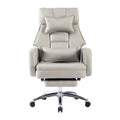 Swivel Ergonomic Office Chair, Technology Leather High Back Office Chair With Lumbar Support Headrest, Sedentary Comfortable Boss Chair, 155 Reclining Computer Chair Colorgrey Caster Light Grey Office Foam American Design,American Traditional,European