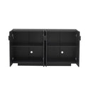 4 Wavy Doors Large Storage Space Sideboard With Adjustable Shelves And Retro Copper Handles For Dining Room And Living Room Black Black Mdf