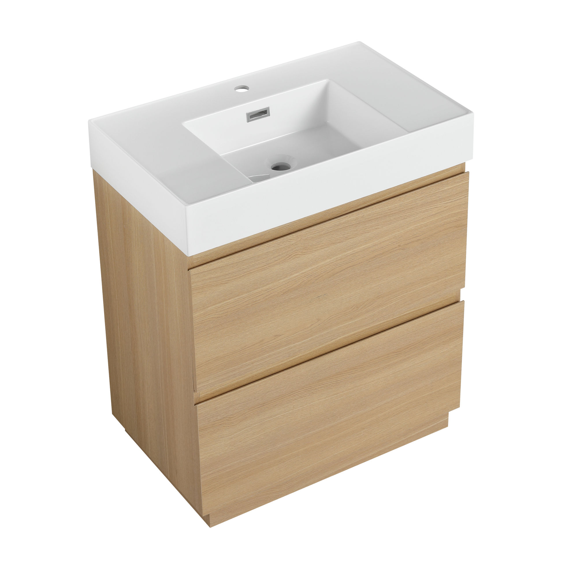 30" Bathroom Vanities With Single Sink Combo, Modern Undermount Bathroom Sink Cabinet With Double Drawer, Freestanding Bathroom Sink Cabinet,Engineering Wood,Oak Oak American Design Engineered Wood