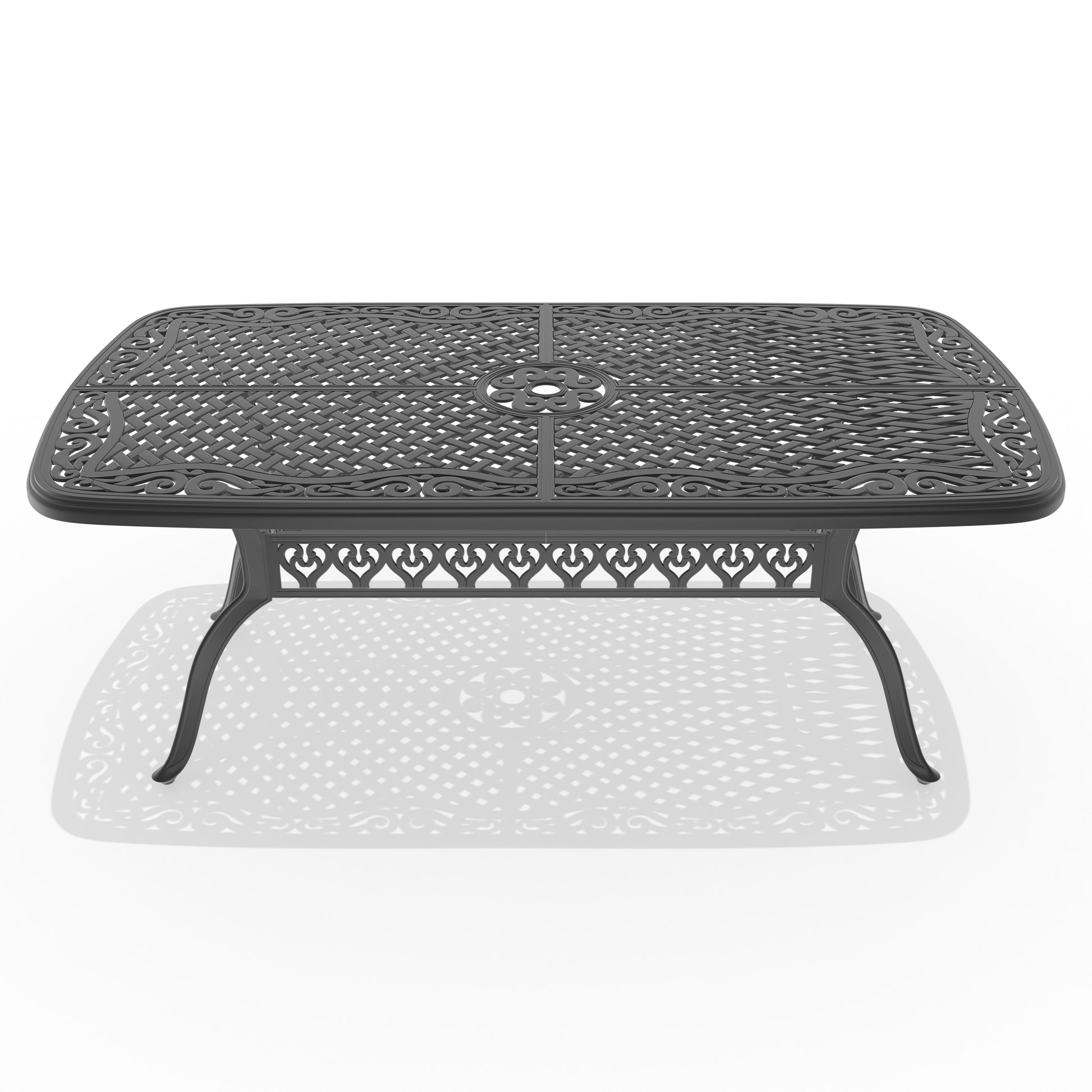 Cushions In Random Colors 7 Piece Set Of Cast Aluminum Patio Furniture With Cushions Yes Dining Set Off White Black Seats 6 Rust Resistant Frame Water Resistant Cushion Garden & Outdoor Complete Patio Sets Aluminium