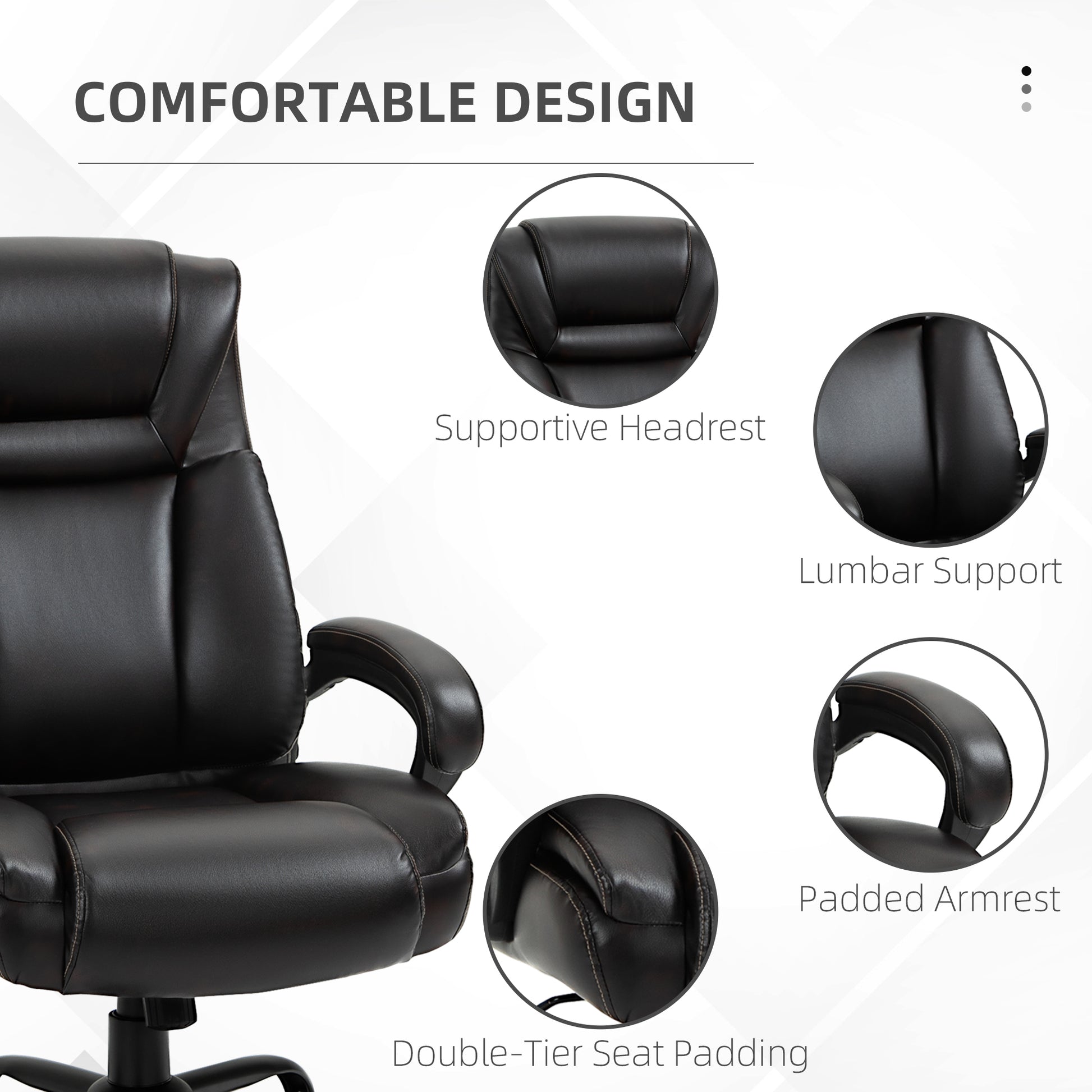 Vinsetto Big And Tall 400Lbs Executive Office Chair With Wide Seat, Computer Desk Chair With High Back Pu Leather Ergonomic Upholstery, Adjustable Height And Swivel Wheels, Brown Brown Faux Leather