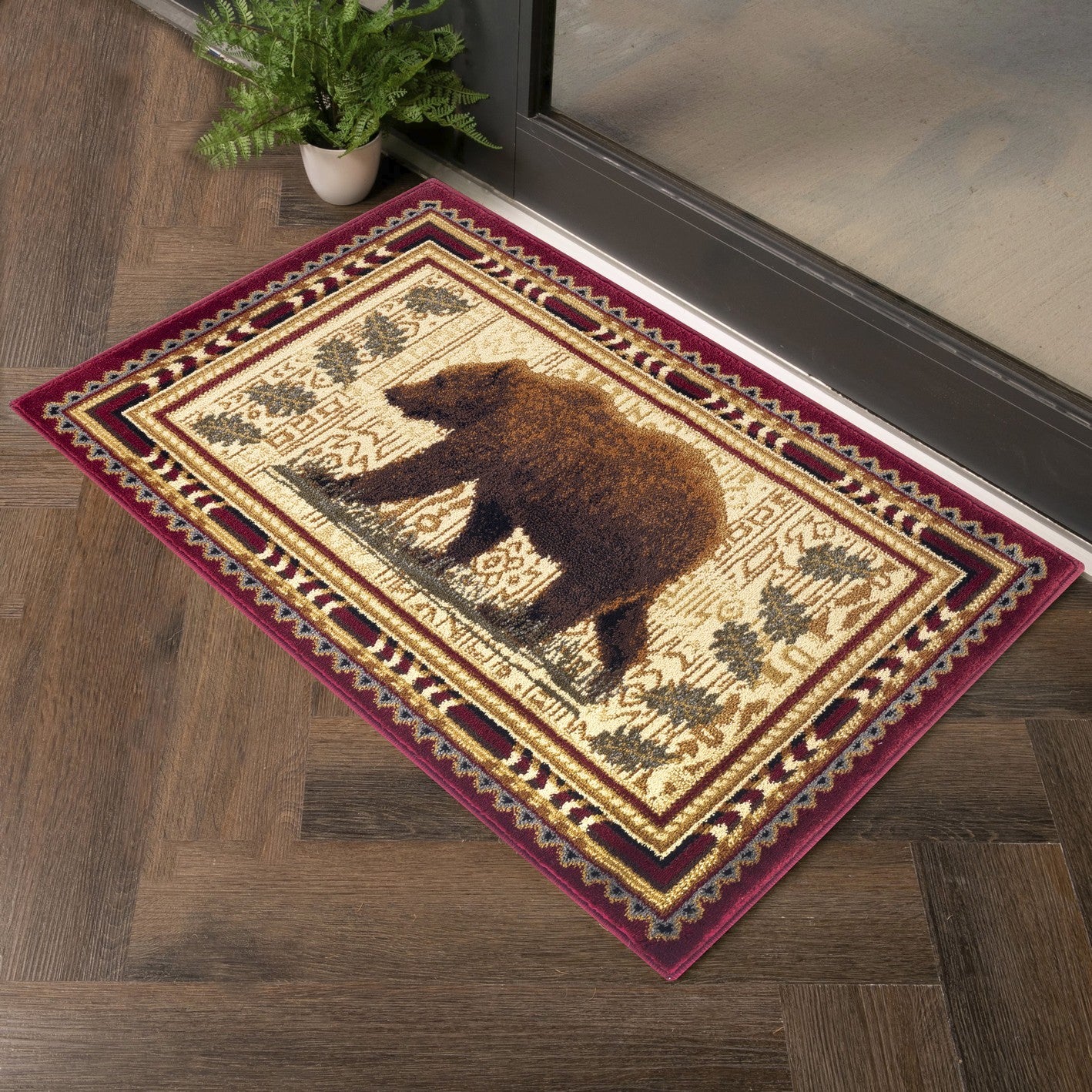 Nature'S Nest Gc Cbl3007 Multi 2 Ft. 7 In. X 7 Ft. 3 In. Lodge Area Rug Red Polypropylene