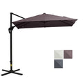 Outsunny 8Ft Cantilever Patio Umbrella, Square Outdoor Offset Umbrella With 360 Rotation, Aluminum Hanging Umbrella With 3 Position Tilt, Crank & Cross Base For Garden, Brown Brown Aluminum