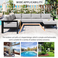 U Shaped Multi Person Outdoor Sofa Set, Suitable For Gardens, Backyards, And Balconies. Grey Seats 6 Aluminum