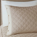 4 Piece Cotton Reversible Tailored Bedspread Set Khaki Queen Queen Khaki Cotton