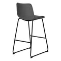 Office Chair, Bar Height, Standing, Computer Desk, Work, Grey Leather Look, Black Metal, Contemporary, Modern Grey Foam Polyurethane