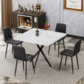 Dining Chairs Set Of 4, Modern Kitchen Dining Room Chairs, Pu Dining Chair Upholstered Cushion Seat And Sturdy Metal Legs Black Leather