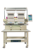 Double Head Computerized Commercial Embroidery Machine, 15 Needles 17.7X15.7 Inches Embroidery Area, Industrial Embroidery Machine For Hat For Cap Hat Graphic Embroidery White Green Metal