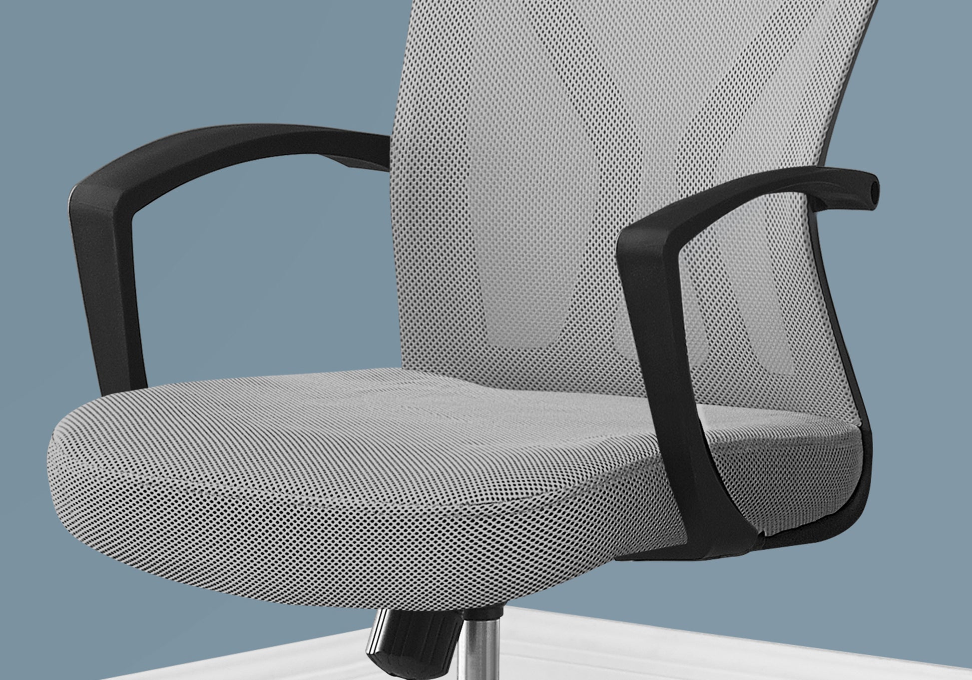 Office Chair, Adjustable Height, Swivel, Ergonomic, Armrests, Computer Desk, Work, Grey Mesh, Chrome Metal, Contemporary, Modern Grey Foam Polyester