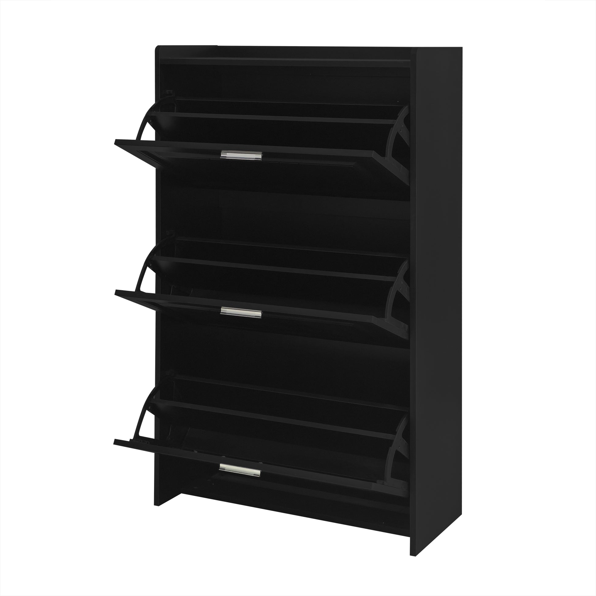 Shoe Storage Cabinet For Entryway With 3 Flip Drawers, Modern Shoe Organizer Cabinet, Free Standing Shoe Rack For Hallway, Living Room, Black Black Mdf