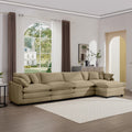 Corduroy Sofa Modern Upholstered 4 Seater With With 1 Footstool Corduroy Fabric Sofaoffice Living Room Apartment Comfort Sofa, Easy To Assemble With 2 Arm Pillows And 4 Throw Pillows Tan Corduroy 4 Seat