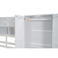 Full Size Wooden Loft Bed Big Storage With Under Bed Desk, With Drawers, With Shelves, White Full White Plywood