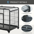 Pawhut Folding Design Heavy Duty Metal Dog Cage Crate & Kennel With Removable Tray And Cover, & 4 Locking Wheels, Indoor Outdoor 37