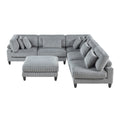 6Pc Modular Sectional Set Gray Corduroy Upholstery 3X Armless Chairs 2X Corner Seats 1X Ottoman Pillows Living Room Furniture Gray Corduroy Wood Primary Living Space Contemporary,Modern Modular
