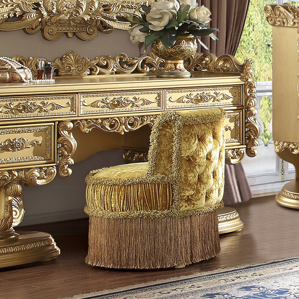 Gold Vanity Stool With Button Tufted Gold Vanity Stools Bedroom Round Yellow Tufted Cushions Upholstered