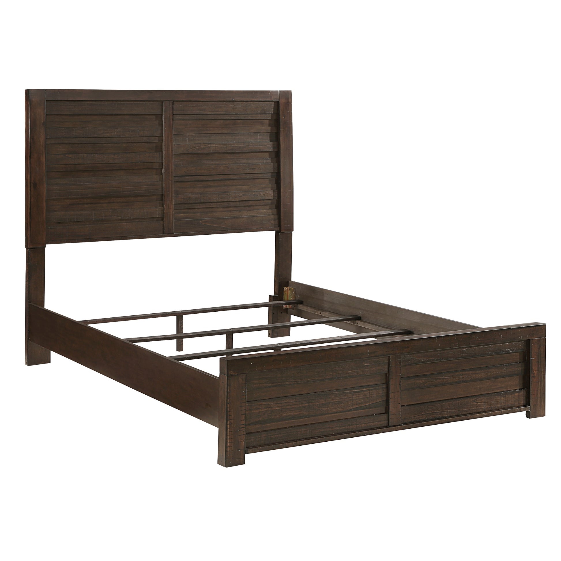 Rustic Style Dark Brown Finish Queen Size Panel Bed 1Pc Wooden Bedroom Furniture Planked Framing Headboard Footboard Box Spring Required Queen Dark Brown Wood Bedroom Industrial,Rustic Panel Wood