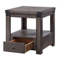 Ash Grey End Table With Square Leg Grey Primary Living Space Rubberwood Drawers Rectangular Wood