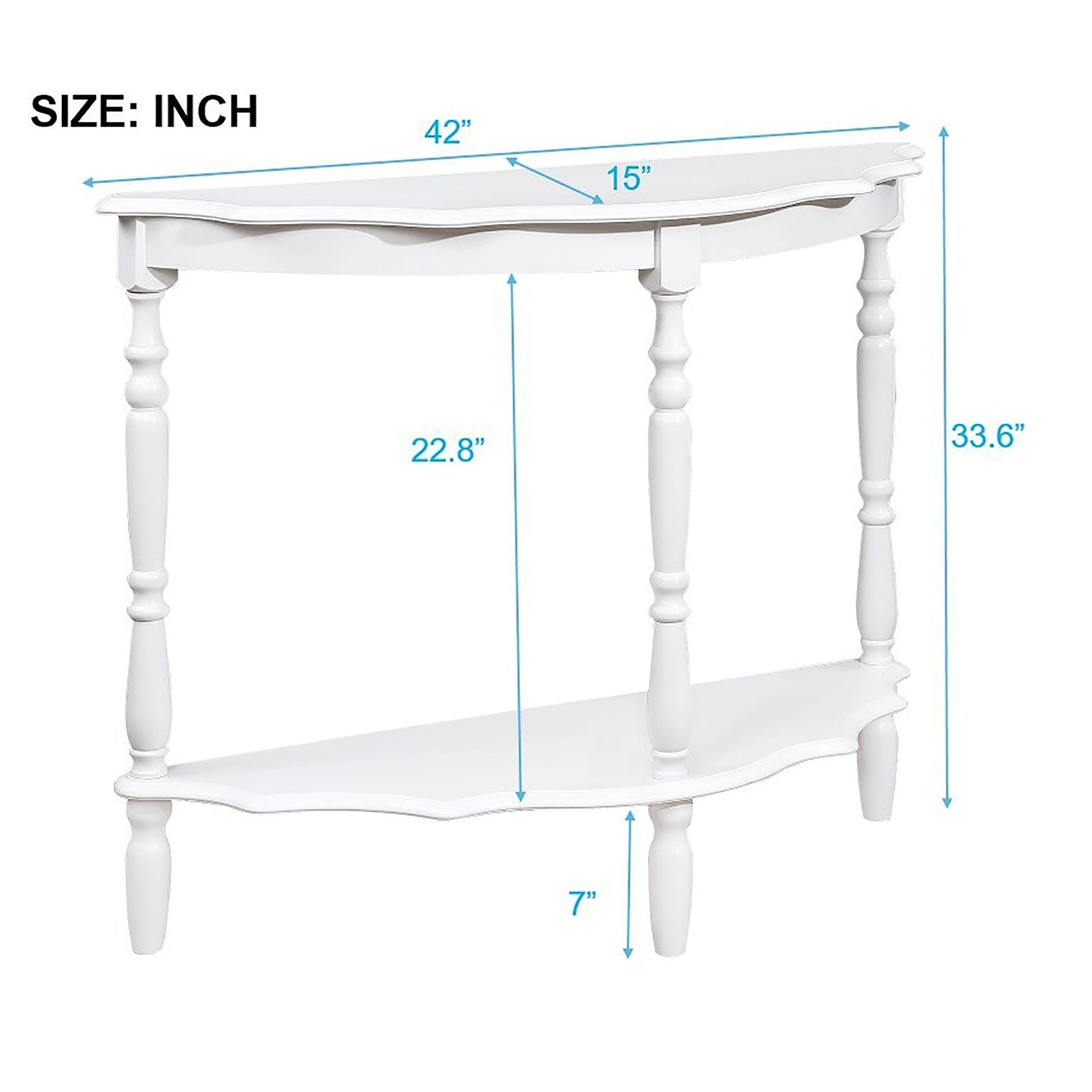 42'' Retro Circular Curved Half Moon Console Table With Cloud Design Top And Open Shelf Solid Wood Frame And Legs, Milk White Milk White Primary Living Space Retro Pine Console Tables Pine