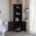 Freestanding Cabinet Kairatu, Bathroom, Black Black 2 3 Up To 17 In 60 In & Above Bathroom Wall Mounted Modern 10 15 Inches Engineered Wood