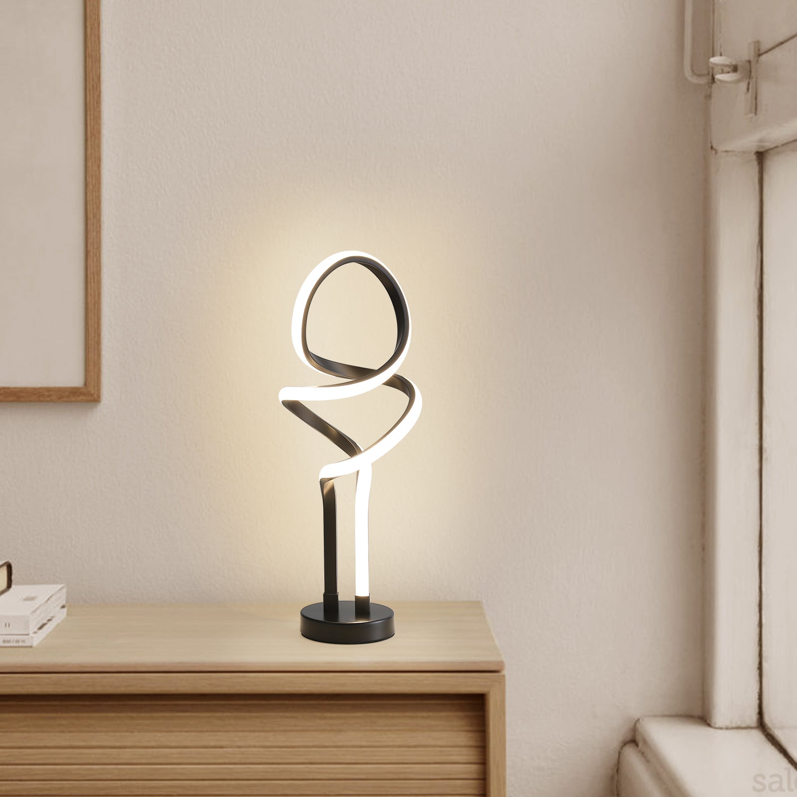Small Unique Bedside Dimmable Led Table Lamp With Plug, Modern Desk Lamp For Girls Room, Living Room, Dresser Black Metal,Pvc