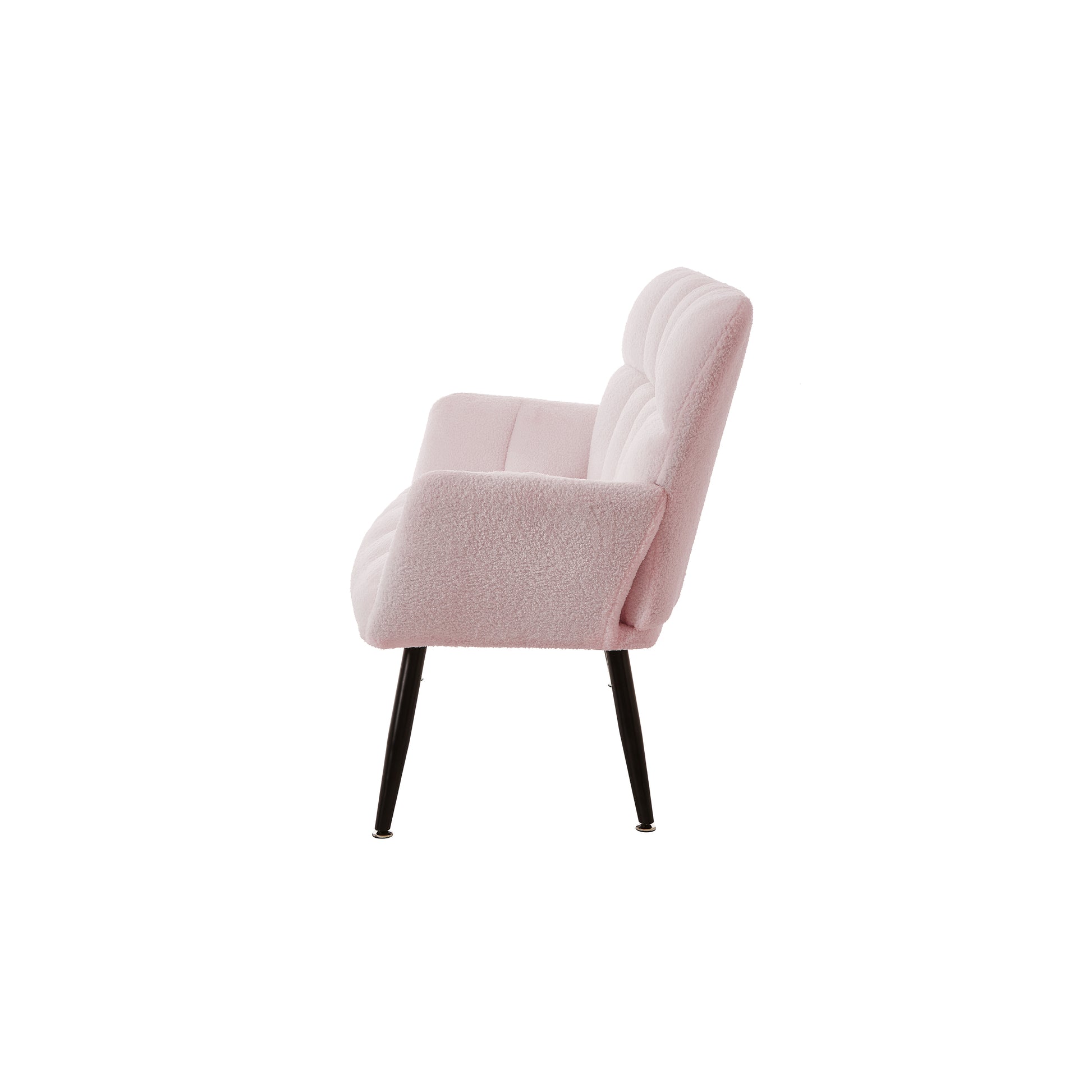 Modern Single Sofa Armchair With High Backrest Comfy Reading Chair For Small Spaces Living Room Bedroom Apartment Color:Pink Pink Teddy