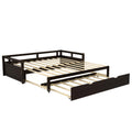 Extending Daybed With Trundle, Wooden Daybed With Trundle, Espresso Twin Espresso Solid Wood