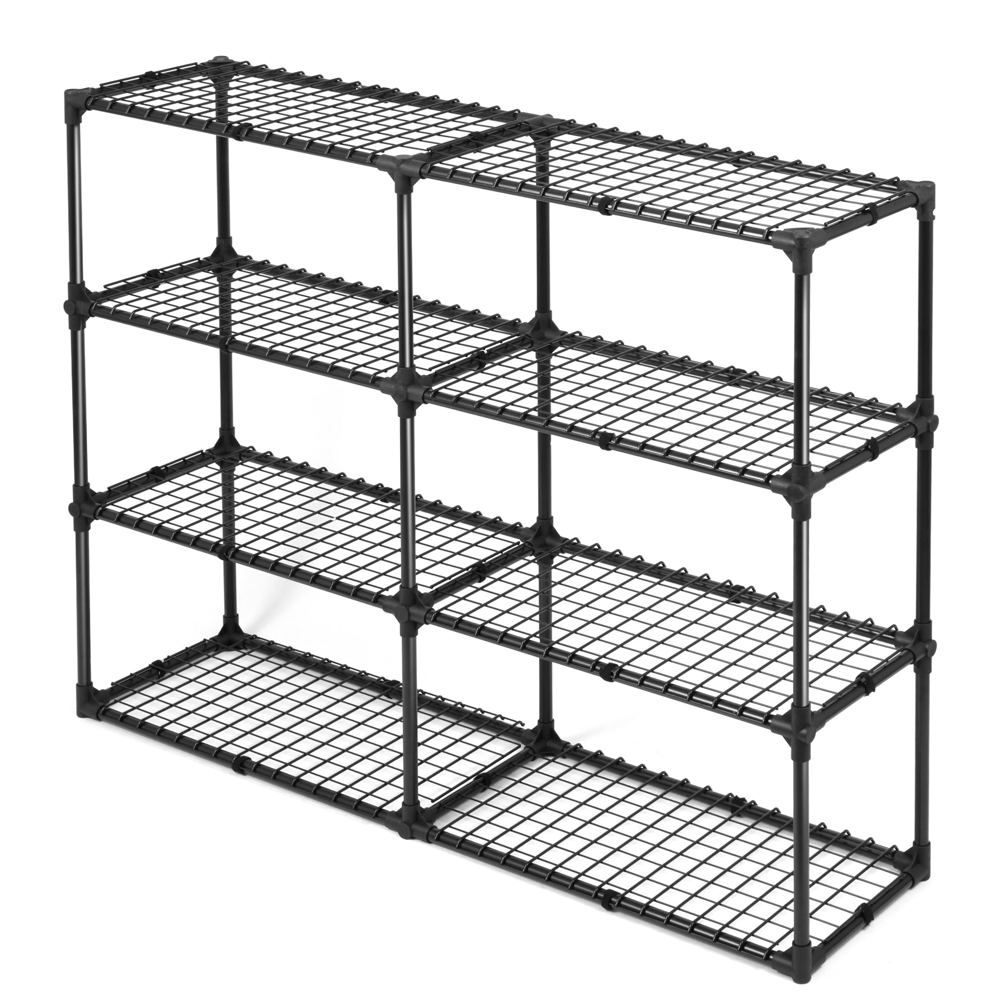 4 Shelf Wire Rack With Cover 2Pack Black Steel