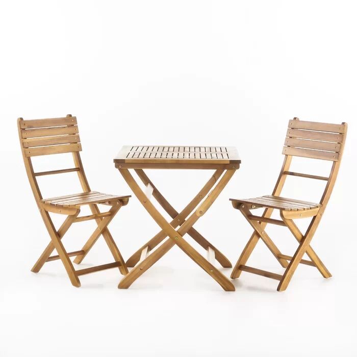 Positano 25 " Foldable Bistro Set, Natural Natural Acacia Wood