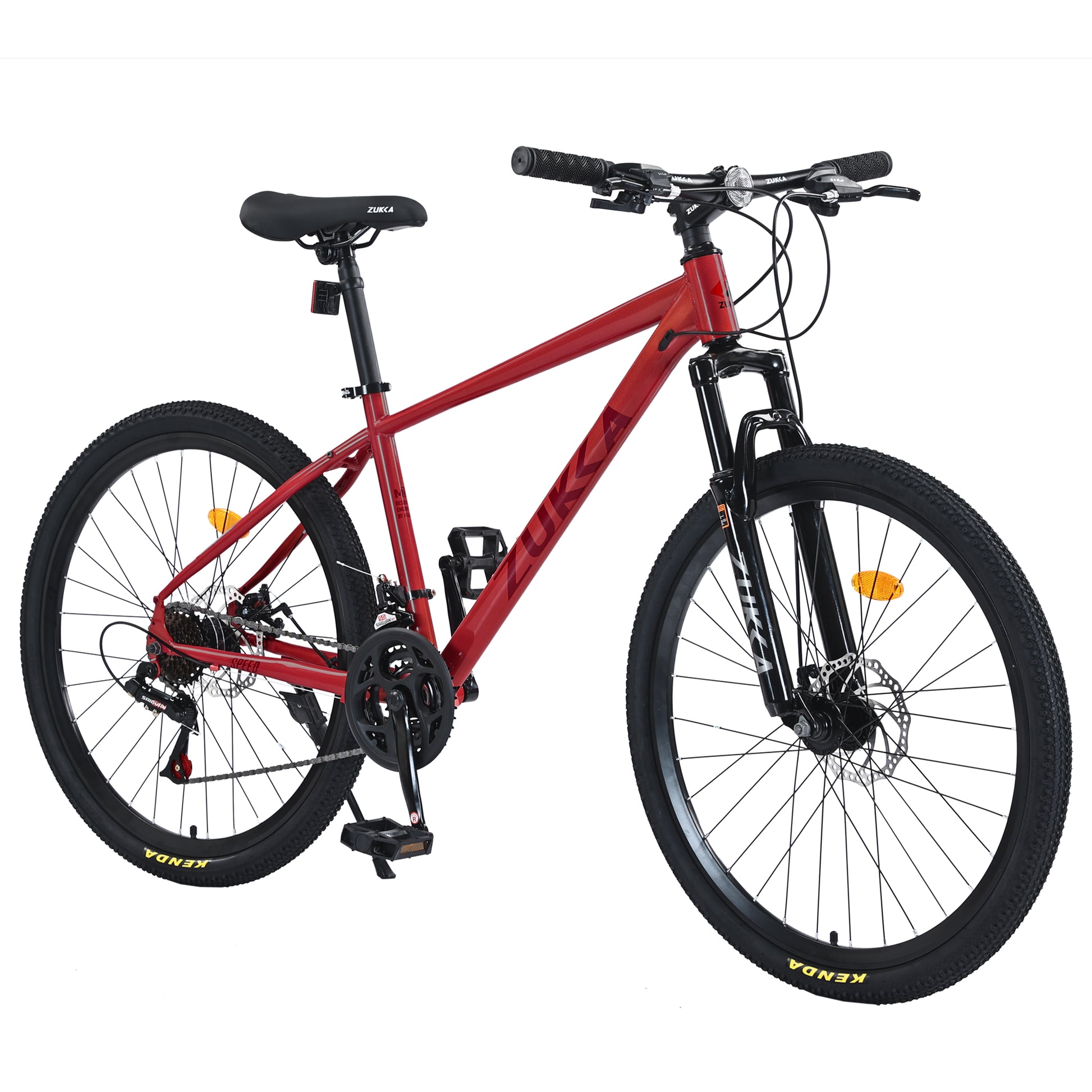 Mountain Bike For Men And Women 26 Inch 24 Speed Suspension Fork Kenda Tires Cycling Red Garden & Outdoor Steel