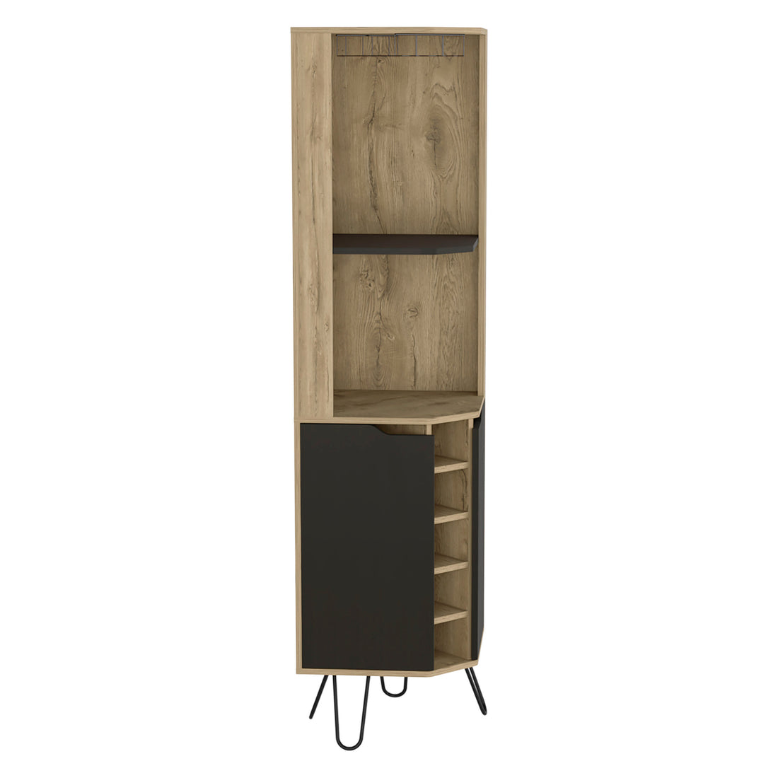 Audra Corner Bar Cabinet Six Built In Wine Rack, Two Shelves, Four Shelves With Door Multi Primary Living Space Modern Shelves Included Particle Board