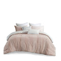 3 Piece Cotton Jacquard Comforter Set Blush Full Queen Queen Blush Cotton