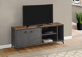 Tv Stand, 60 Inch, Console, Media Entertainment Center, Storage Cabinet, Living Room, Bedroom, Brown And Grey Laminate, Grey Metal, Contemporary, Modern Grey 80 89 Inches Mdf