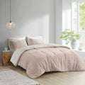 3 Piece Cotton Jacquard Comforter Set Blush Full Queen Queen Blush Cotton