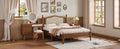3 Pieces Bedroom Set With Full Size Wooden Bed Frame, 1 Vintage Nightstand And 1 Makeup Vanity Set With Stool,Walnut Expected Arrival Time: 08.23 Full Walnut 3 Piece Set Wood
