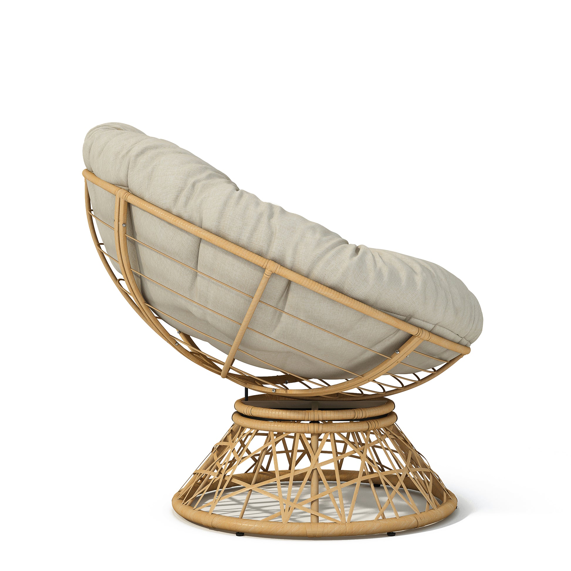 40" Ergonomic Wicker Chair With Cloud Thick Density Fabric Cushion,3 Proof Cover,High Capacity Iron Frame,Fluid 360 Degree Swivel For Reading,Living Room, Bedroom,Lounge,Natural Base,2 Colors