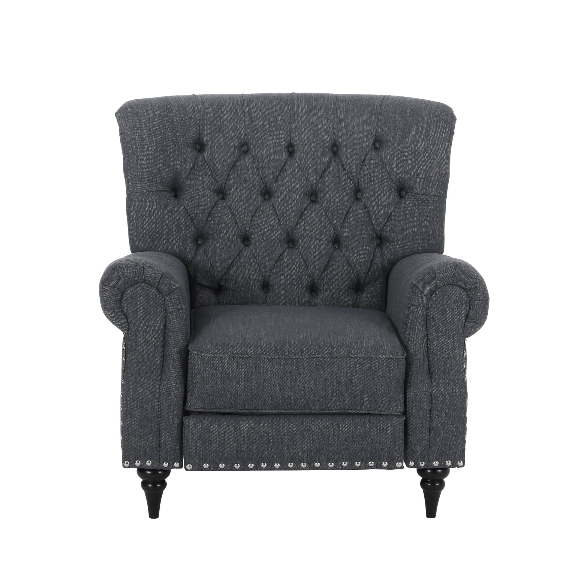 Classic Style Charcoal Fabric Push Back Chair Charcoal Fabric