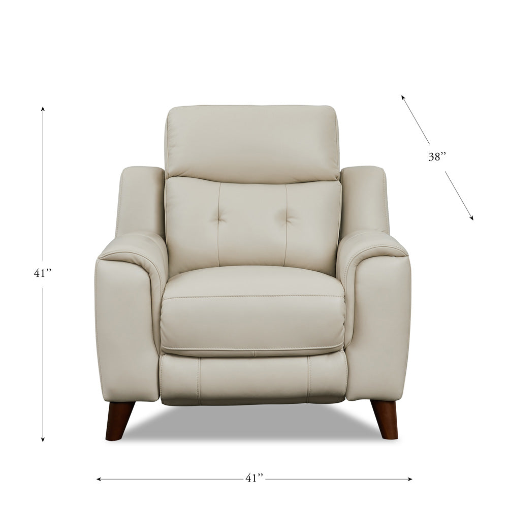 Torino Power Headrest Top Grain Leather Zero Gravity Recliner Off White Genuine Leather Power Push Button Wood Primary Living Space Medium Firm Tight Back Mid Century Modern Push Button Eucalyptus Pillow Top Arms Memory Foam Leather