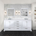 White Double Bath Vanity 80 In. W X 22 In. D, With Cultured Marble Top White Plywood Wood