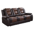 Modern Luxury Living Room Sofa Set 3Pc Reclining Sofa Loveseat Glider Reclining Chair Formal Furniture Premium Faux Leather Upholstery Comfortable Two Tone Brown Finish Dark Brown,Light Brown Faux Leather Wood Primary Living Space Luxury,Modern