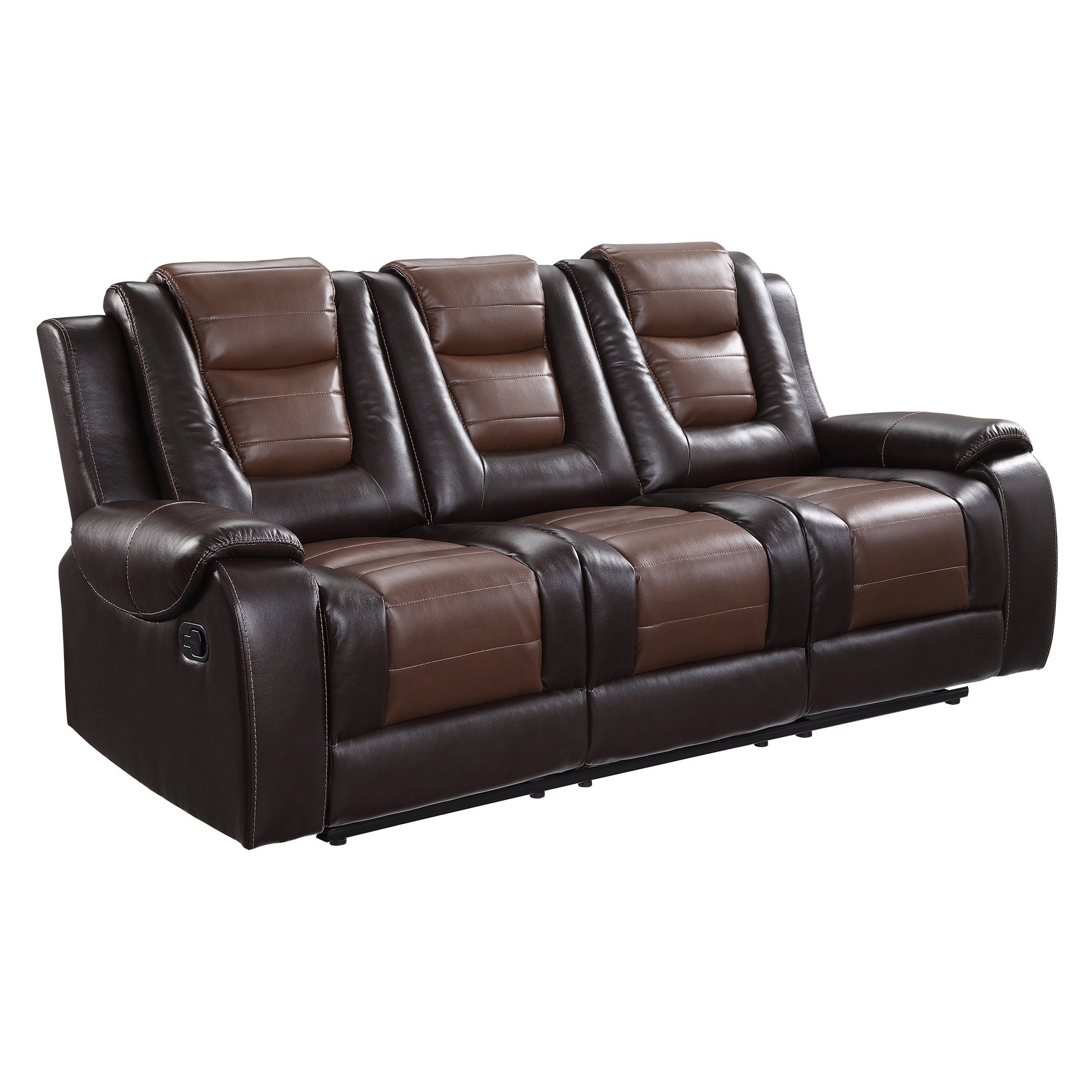 Modern Luxury Living Room Sofa Set 3Pc Reclining Sofa Loveseat Glider Reclining Chair Formal Furniture Premium Faux Leather Upholstery Comfortable Two Tone Brown Finish Dark Brown,Light Brown Faux Leather Wood Primary Living Space Luxury,Modern