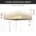 Outsunny 13' X 13' Pop Up Canopy Tent, Instant Sun Shelter, Tents For Parties, Height Adjustable, With Wheeled Carry Bag For Outdoor, Garden, Patio, Parties, Beige Beige Steel