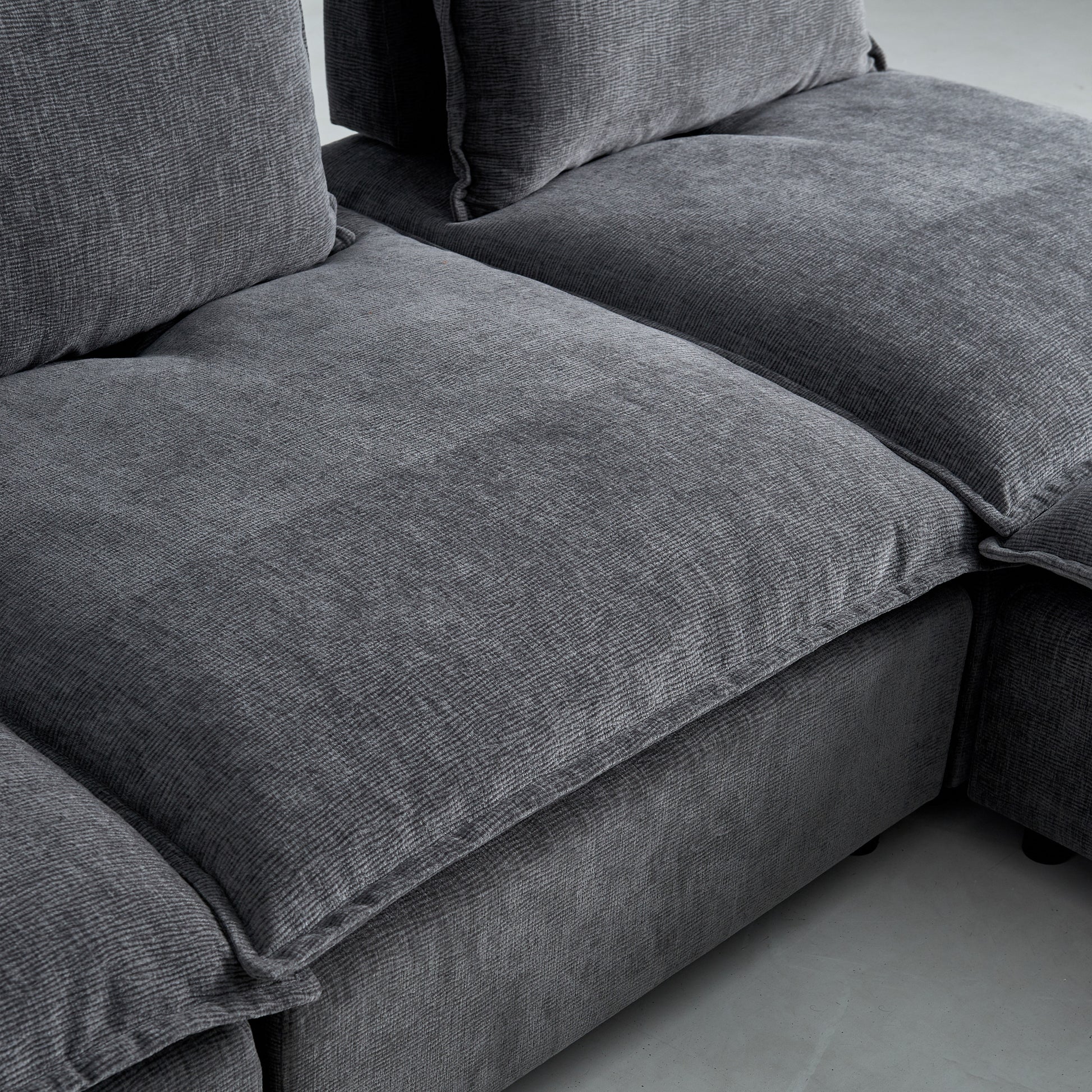 Mid Century Modern 3 Seater Sofa Couch For Living Room Modular Sectional Armless Sofa, Ultra Soft Chenille Fabric, Sturdy Frame, Comfortable And Stylish Furniture Gray Foam Chenille 3 Seat