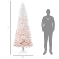 Homcom 7' Tall Unlit Pencil Fir Artificial Christmas Tree With Realistic Branches And Steel Base, Pink And White Pink Pvc