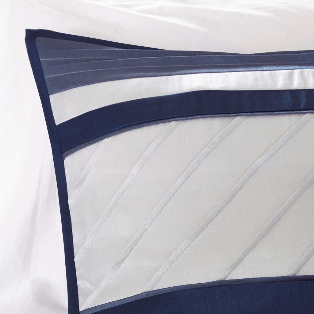 7 Piece Comforter Set Navy Queen Queen Navy Polyester