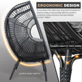 Patio Pe Wicker Egg Chair Model 2 With Black Color Rattan Grey Cushion And Side Table Yes Black Foam Steel