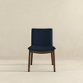 Laura Blue Linen Solid Wood Dining Chair Set Of 2 Dark Blue,Dark Brown Brown Linen,Solid Wood